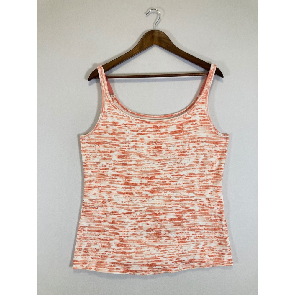 Coastal Boho RuffHewn‎ Womens 2X Coral Abstract Stripe Adjustable Strap Tank Top